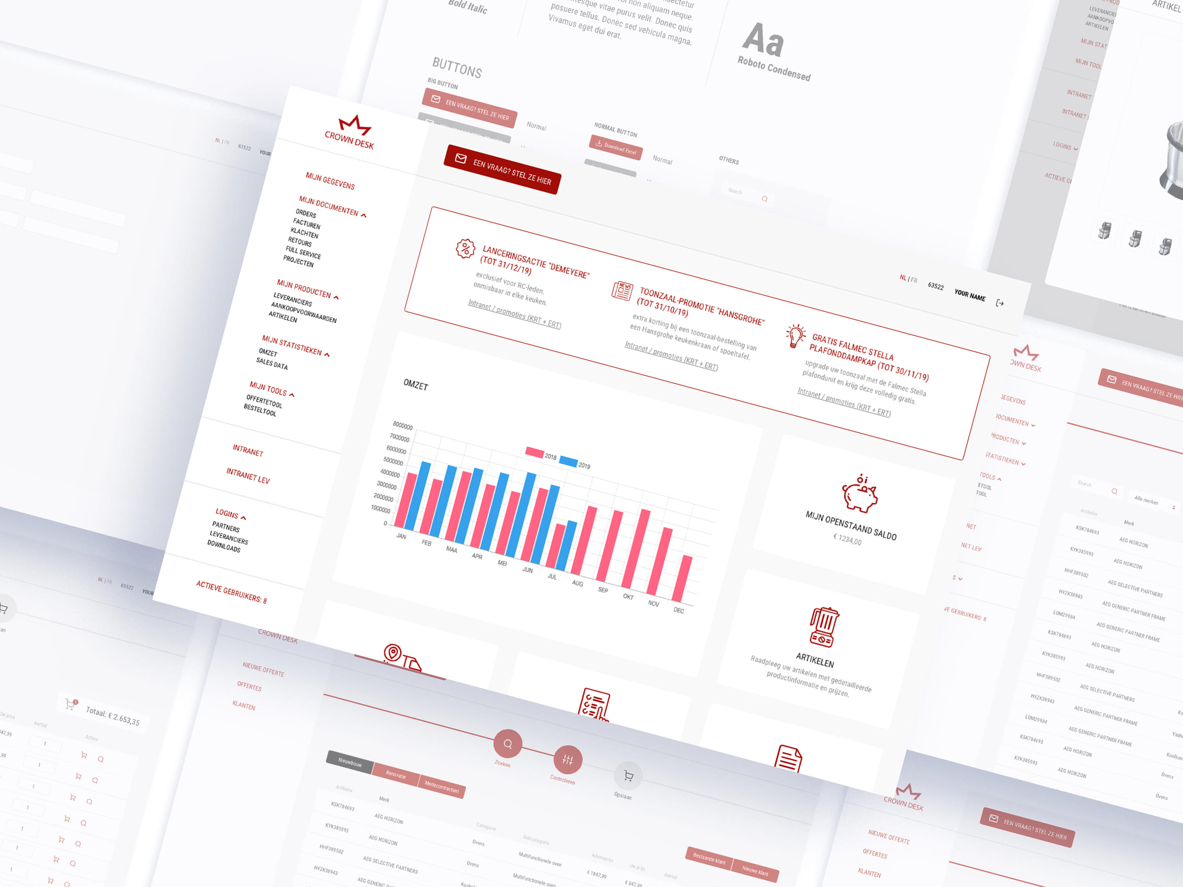 Crown Desk client portal dashboard screens