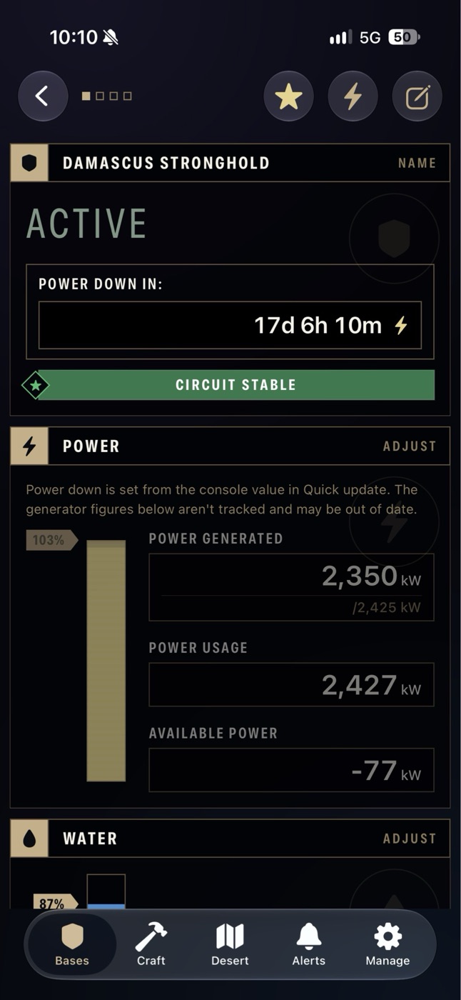 Damascus base console with power, water and storage