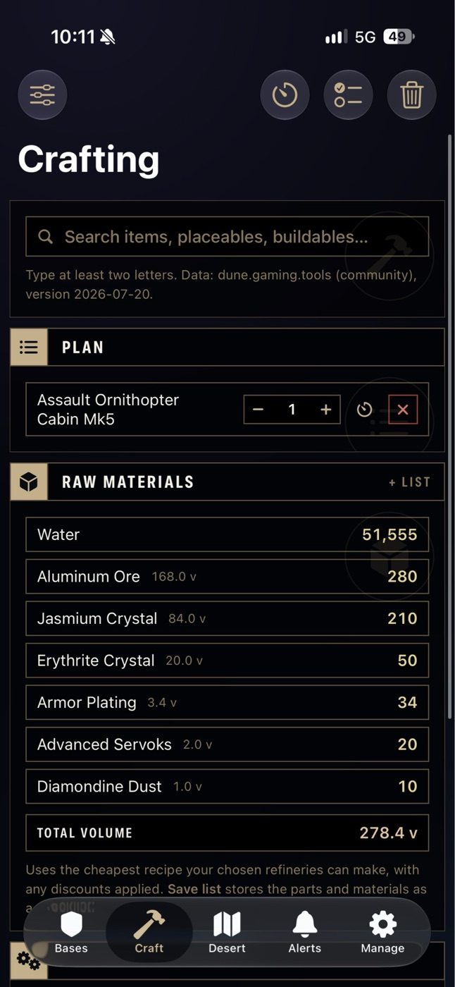 Damascus crafting calculator with raw materials