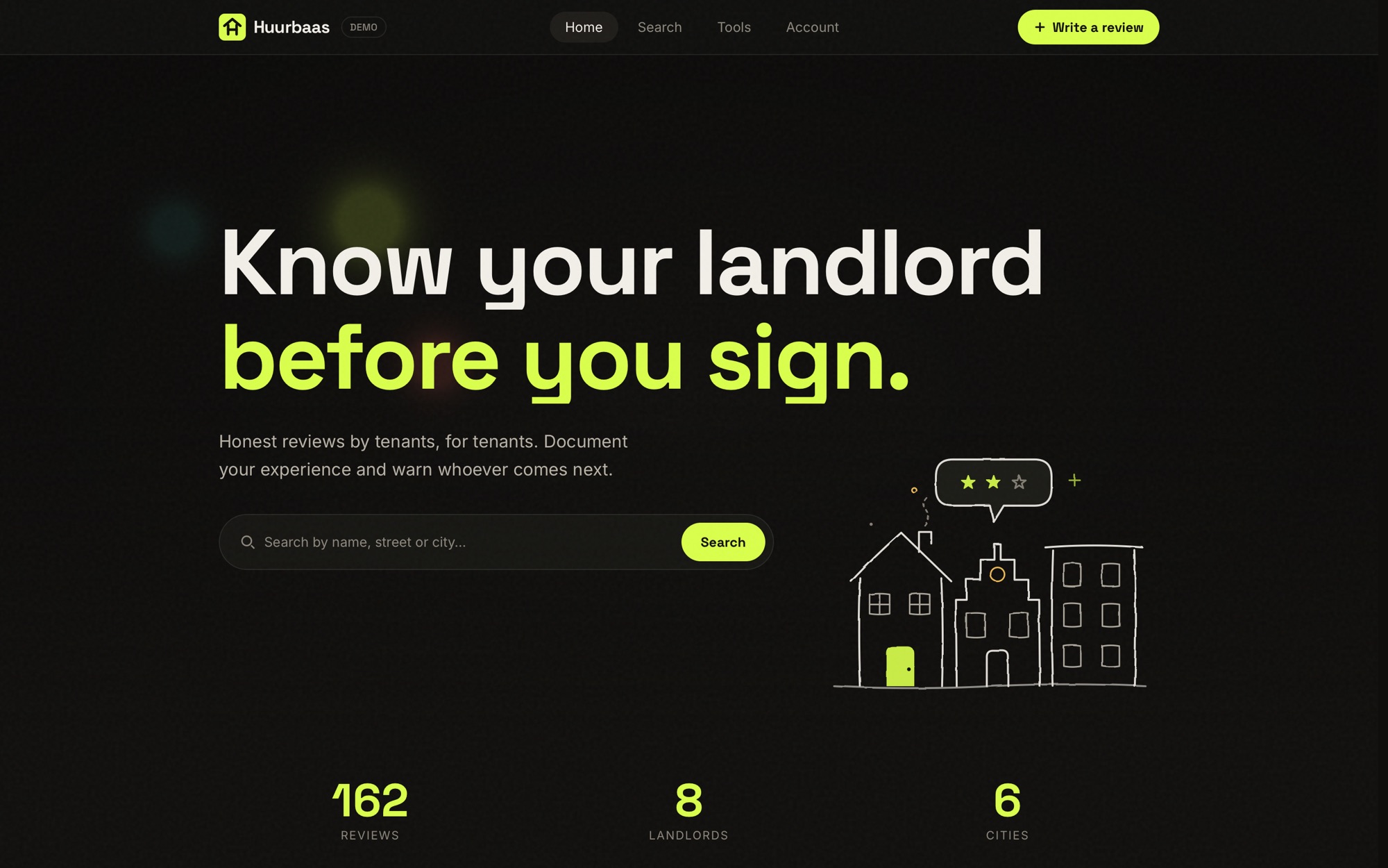 Huurbaas on desktop — Home